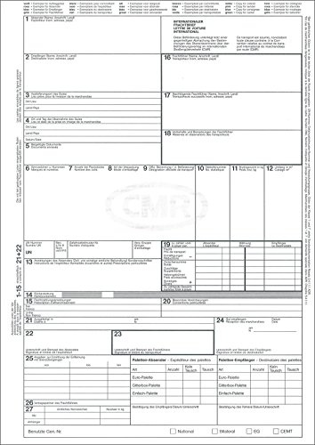 RNKVERLAG 2100L - Internationaler Frachtbrief (CMR), 4 Einzelblatt, DIN A4 im Wechsel, 50 Stück