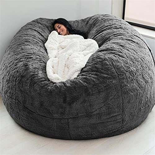 IJNBHU Silla Grande de Puf - Muebles Gigantes Rellenos de Espuma Con Fundas Lavables a Máquina - Funda de Sofá Cama Perezoso de Piel Sintética y Pelo Gigante (Color:12, Size:7ft)