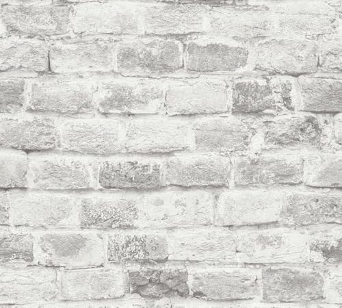 A.S. Création Steintapete Hellgrau Grau - A.S. Création Bricks & Stones 388144 - Vliestapete Backstein - 10,05 m x 0,53 m - Made in Germany