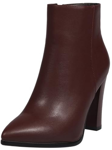 Botines Mujer Tacón Bloque, Botines de Vestir Puntiagudo Tacón Alto Botines Zip Lentejuelas Botas, C11984Kx Marrón/Dl Talla 37 EU