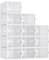 MYHMCT 12 pcs Cajas de zapatos plástico, Cajas de Almacenamiento de Zapatos de Plástico Transparente Apilables, Caja de Zapatos con tapa hasta Talla 46
