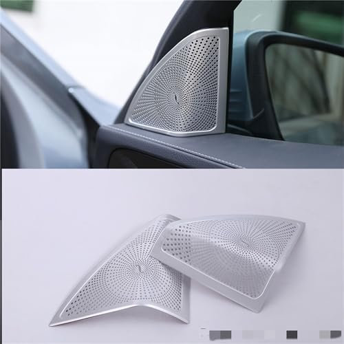 WRHOME Dekorativer Rahmen für die Autohupenabdeckung Für Mercedes Benz GLC X253 C E Class W213 W205,Autotür Audio-Lautsprecher Dekorative Abdeckung,D-Silver