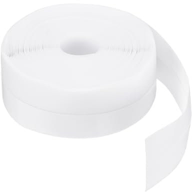 sourcing map Weather Stripping Door Seal 26.25ft x 35mm Silicone Seal Strip for Door Draft Stopper Adhesive Tape Window House Shower Glass Gaps Length 8m, White