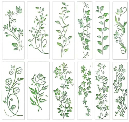 Auriselle 12 pezzi rosa vite stencil pittura, riutilizzabile disegno lavabile set progetti artigianato scrapbooking pavimento in legno piastrelle parete tessile design mobili tipografia accessori