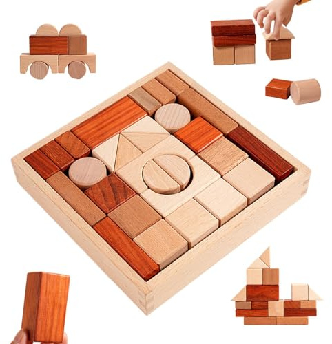 Kasmole Große Bauklötze Aus Holz | Sinnesaktivitaten Für Babys Und Kleinkinder,Naturholz Bauklötze Lernspielzeug Für Kleinkinder,Für Klassenraum Spielen Mädchen