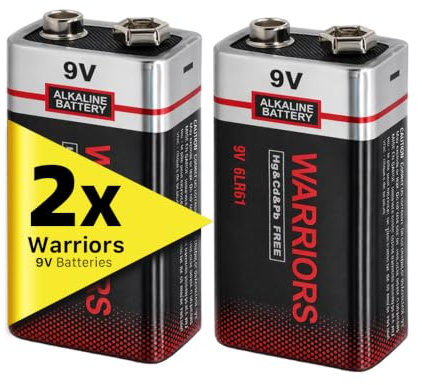 Warriors 2X Batteria 9V Alcalina 6LR61, Lunga Durata