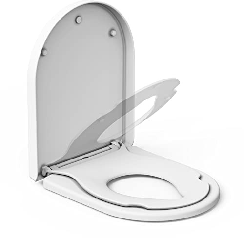 WC-Sitz D-Form Mit Kindersitz & Sanft-Schließ-Automatik | Integrierter Magnetischer Kinderaufsatz, Quick-Release, Rutschfeste Montage | Leise, Hygienisch, Einfach Zu Reinigen