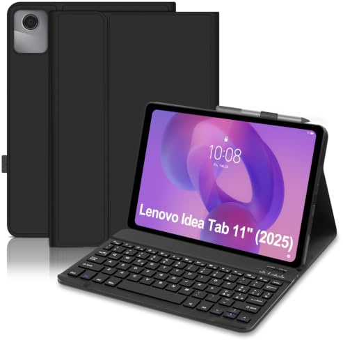 Hofsos Custodia con Tastiera per Lenovo Idea Tab 11 Pollici 2025 - Bluetooth QWERTY Rimovibile Custodia con Tastiera Wireless Keyboard per Lenovo Idea Tab Tablet 11 2025 (TB-336ZU/TB-336FU), Nero