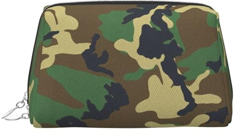 Bolsa de maquillaje de camuflaje militar verde con compartimentos, bolsa de aseo portátil para mujer, Silver, One Size
