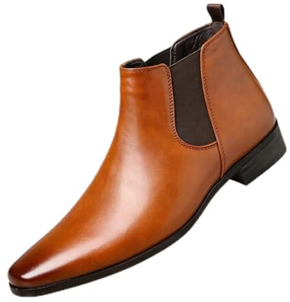 Thrym Casual Men's big size Chelsea Ankle Boots in Patent Leather - Stylish Pointed Toe Design with Slip-On Elastic Gusset