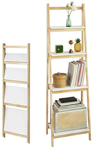 SoBuy FRG162-N Étagère Pliable Style échelle Étagère pour Salle de Bain, Bureau, Salon, etc. avec 4 Niveaux de Rangement