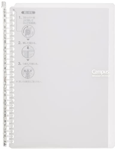 KOKUYO Campus Smart Ring Binder, B5 Transparent Binder Notebook Up to 60 Sheets 26 Holes Slim Binder Folder with 10 Extra Campus Sarasara Loose-Leaf Paper for Work, Study and Journal, Japan Import