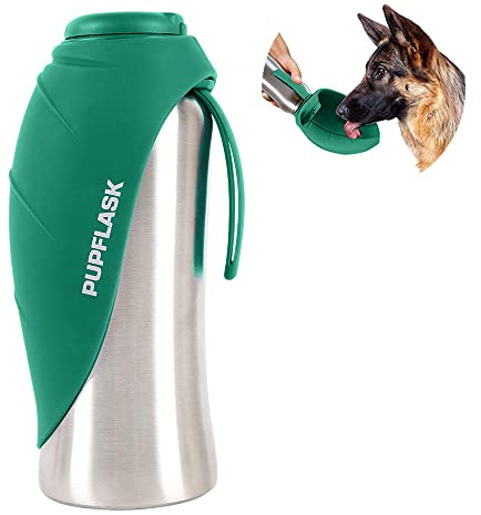 PupFlask Large Dog Water Bottle | 27 or 40 OZ Stainless Steel | Convenient Dog Drink Dispenser | Puppy Travel Water Bowl | Portable Pet Hydration Bottle | Leak Proof | Perfect Size For All Breeds