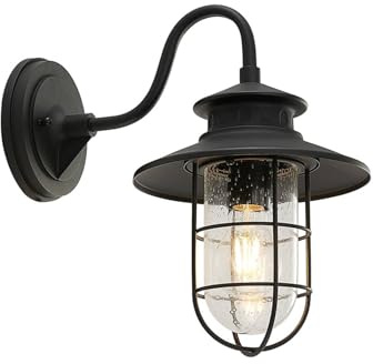 Lindby Outdoor Wall Light Kyan dimmable (Antique, Vintage) in Black Made of Metal (1 Light Source E27) from wall lamp for Exterior/Interior Walls House Terrace und Balcony