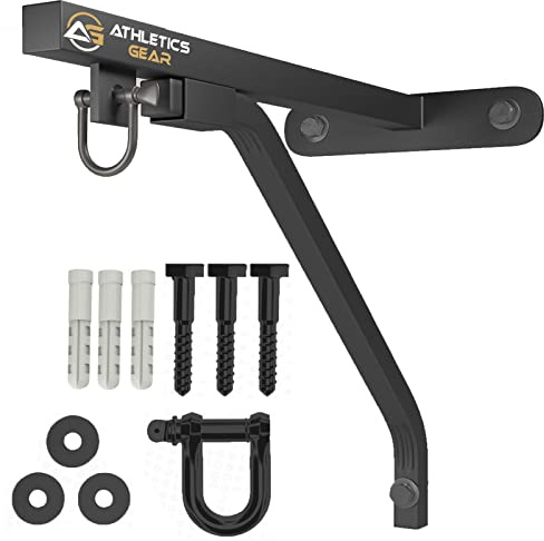 Athletics Gear AG Support pour Sac de Boxe par Athletics Gear | Calibre 16 Robuste avec Anse en D, Pivot et Attaches (support Mural 42 cm)