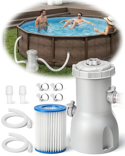 Evoio Pool Filter Pump Above Ground, 530 Gallons Swimming Pool Filters Cartridge Pump, Electric Pool Water Pump for Pools Sand Cleaning Tool Set