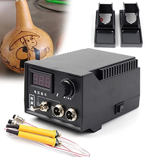 Brandmalerei Set, Pyrographie Machine Lötkolben Set 60 W LCD-Holzbrenner-Set, Temperatur einstellbar mit 19 Pyrographie-Drahtspitzen