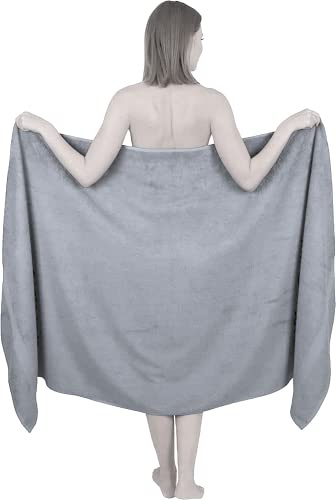 Wholesale Trade Dealz Extra Large Bath Sheet 100 x 200 cm Super Jumbo Big Bath Sheets Towels Beach Body Wrap XL Bath Towels 600-GSM (Silver)