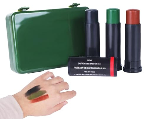 Evember Maquillage de camouflage, huile de camouflage | Peinture de dissimulation longue durée - Bâtons de peinture pour le visage camouflage 3 couleurs, multifonctionnels pour la chasse et le camping