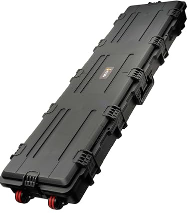 HASTA Extra Large Wheeled Rifle Hard Case; Mil-Spec Black; Pick and Pluck Foam