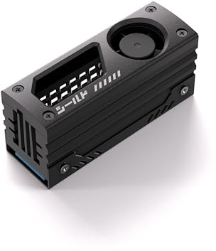 EZDIY-FAB Shield Dissipateur SSD M.2 avec Ventilateur PWM Intégré 20mm, Refroidisseur Haute Performance en Aluminium Premium pour SSD M.2 2280 - Noir - 1 Pièce