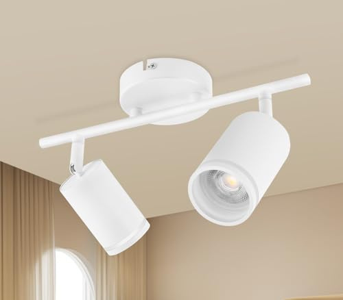GeyouLux LED Ceiling Spotlight 2 Way, GU10 Spotlights Ceiling Lights Rotatable, Modern White Ceiling Spots for Kitchen Bedroom Living Room, Bulb Not Included