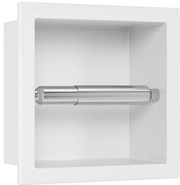 Neodrain Unterputz-Toilettenpapierhalter 304 Edelstahl WC-Rollenhalter Wandmontage Papier Halterung für Badzimmer 17.3 x 17.3cm, Weiß