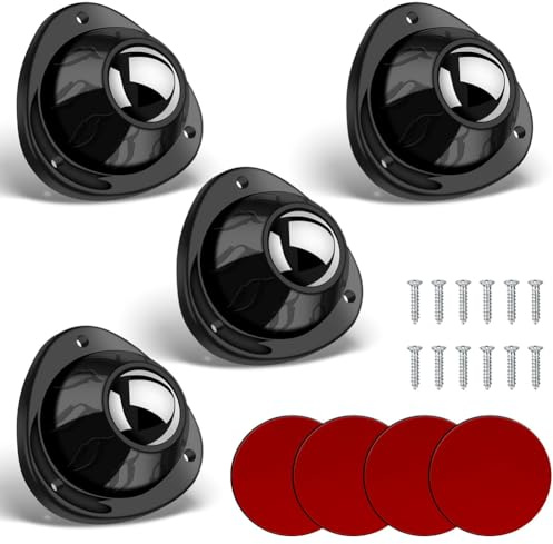 Asuinxurr Lot de 4 petits pieds en caoutchouc pour meubles - Roulettes pivotantes avec rotule pour appareils électriques, seaux, pieds de table, pots de fleurs