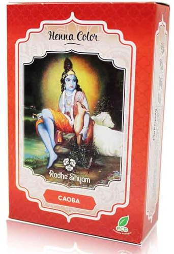 Radhe Shyam Henna Caoba en Polvo | Tinte Natural y Vegano para Cabello | Cubre Canas, Da Brillo y Volumen - 100 gr