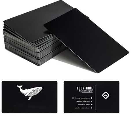 0.42mm Metal Business Card Blanks for Laser Engraving, 50 pcs Premium Aluminum sheet, Multipurpose DIY Gift Metal cards, Matte Black
