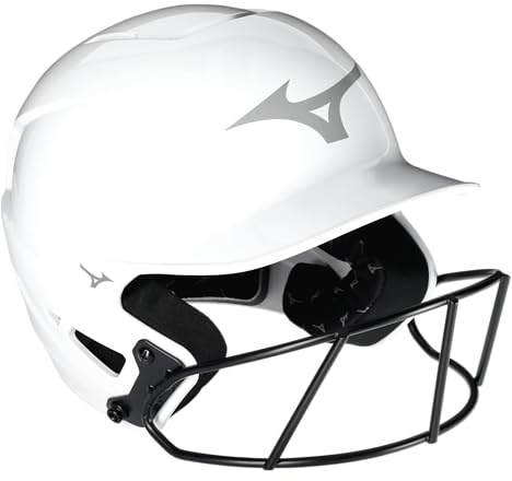 Mizuno Youth - Girls F6 Youth Fastpitch Softball Batting Helmet - Solid Color, Glossy White, One Size