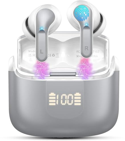 Rinsmola Wireless Earbuds, Bluetooth 5.3 Ear Buds 2025 New Wireless Headphones with 4 ENC Mics/6D HiFi Stereo Noise Cancelling in Ear Headphones, 40H Playtime Earphones, IP7 Waterproof/USB-C Headset