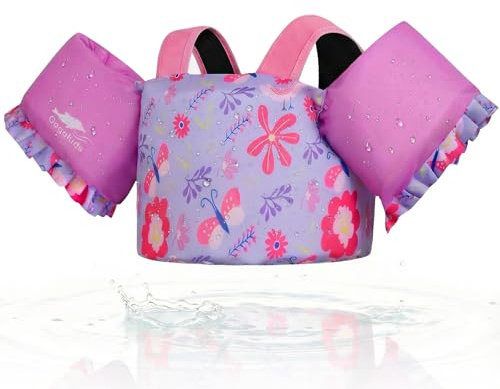 Gogokids Giubbotto di salvataggio per bambini – Comodo aiuto per il nuoto con bracciali per bambini da 1 a 6 anni, 24 – 66 lbs/11 – 30 kg, con fibbia di sicurezza e maniche