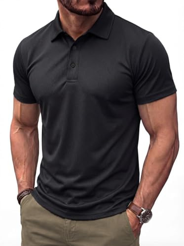 PINSPARK Polo Deportivo Hombre Manga Corta Tejido Absorbente de Sudor Secado Rápido Ligero para Golf Diario y Actividades al Aire Libre