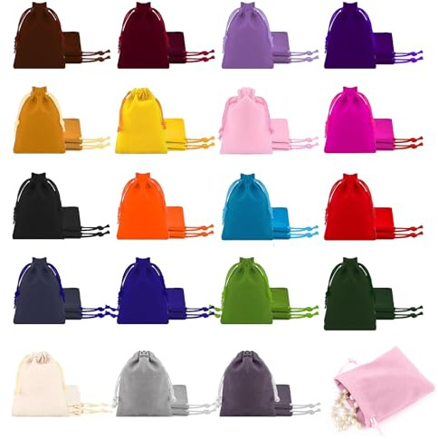 ZHITENG 57 Piezas Bolsas de Terciopelo, 9X7CM Bolsa Terciopelo Regalo, Bolsas de Joyería, Bolsitas de Tela con Cordón, Suaves Bolsa para Joyas para Regalos Boda, Joyería, Dulces y Fiestas (19 Colores)