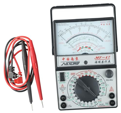 NEIQIUWING Multimetro analogico con funzioni di misurazione analogiche per tensione, corrente, resistenza e test della batteria, 18,7 x 11,8 x 4,7 cm, nero