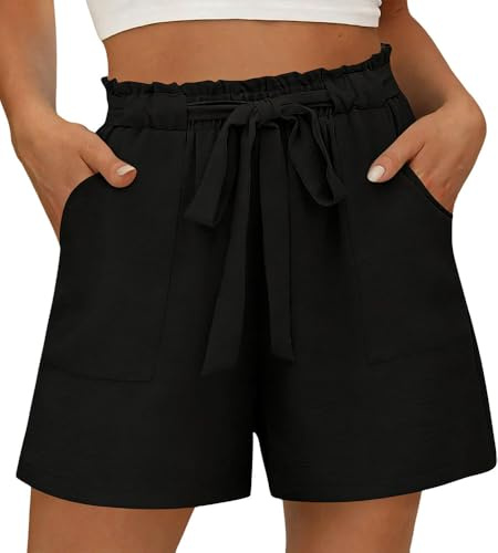 Short Femme Ete Décontracté Léger Pantalon Court Taille Haute Shorts Pantalons De Sport Été Femmes Short De Jogging avec Poches pour La Course Fitness Gym S-XL