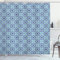 ABAKUHAUS Orientalisch Duschvorhang, Diagonal Klassische Linien, Stoffliches Gewebe Badezimmerdekorationsset mit Haken, 175 x 180 cm, Blau Orange Weiß