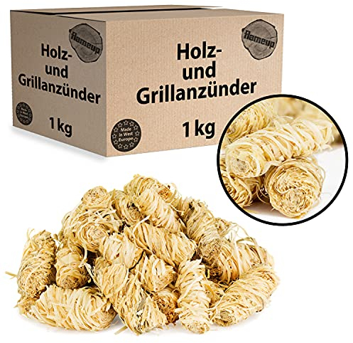 Flameup Holzwolle Kamin Grill 1-30 kg Holz Anzuender Wachs Anzünder für Ofen Kaminanzuender Wolle Grillanzuender Grillanzünder Anzuendwolle Feuer Kaminanzünder, Menge:1 kg