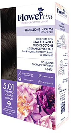 PUROBIO FLOWER TINT - COLORAZIONE 5.01 CASTANO CHIARO FREDDO IN CREMA PERMANENTE ECOBIO VEGANO