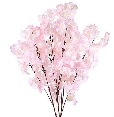 SLFYEE 3PCS 100cm Künstliche Blumen Kirschblüten Kunstblumen Rosa Seidenblumen Kirschblütenzweig Plastikblumen Sakura für Party Büro Hochzeit Balkon Garten Vase Dekoration