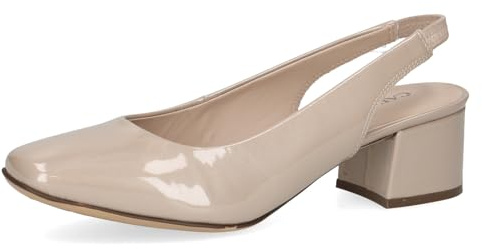 CAPRICE Escarpins Slingback Femme en Cuir Verni, Beige (Beige Patent), 36 EU