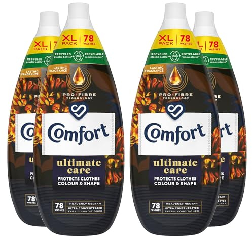 Comfort Ultimate Care Ultra-Concentrated Fabric Conditioner with Lasting Fragrance Intense Liquid Fabric Softener 78 Wash, 1.18 L (Heavenly Nectar, Buy 4)