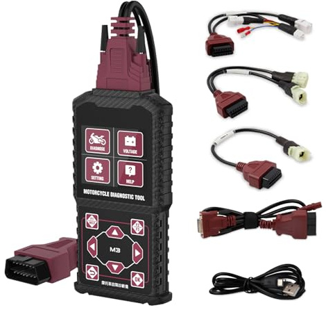 M3-A Motorcycle Diagnostic Motorcycle Code Reader Scanner Motorcycle Diagnostic Tool with Voltage Test Quick Test for Hon*da Ya*maha Ka*wasaki OBDII