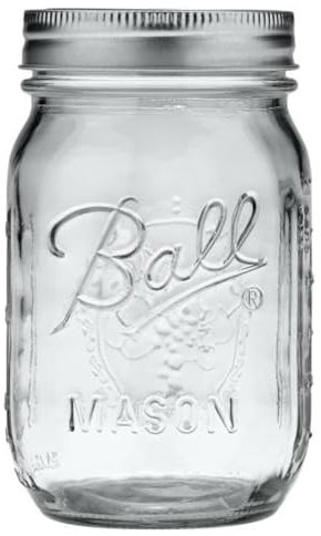 Ball Regular Mouth Glass Mason Jars with Lids and Bands, Used for Canning (Pint, 16 Ounce (Pack of 8))