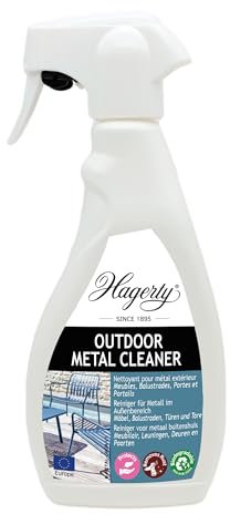 Hagerty Reiniger für Metallmöbel I Entfernt Schmutz Rostflecken Kalk und Fett von Gartenmöbel aus Metall I Wirksames Reinigungsmittel für alle Arten von Metalloberflächen im Außenbereich 500ml