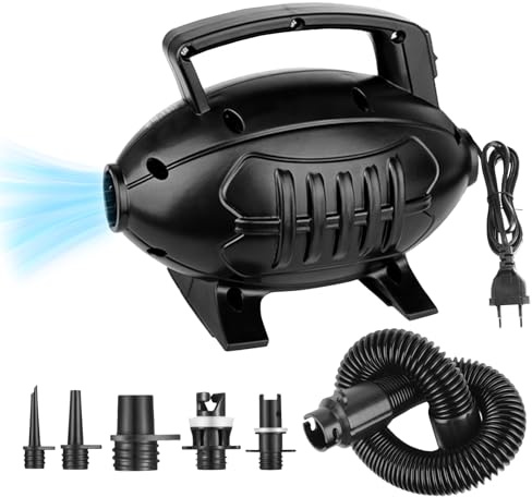 Pompa ad aria elettrica da 600 W, pompa ad aria elettrica, pompa ad aria elettrica, pompa ad aria, portatile, con 5 ugelli per gonfiare, per materassi ad aria, galleggianti, palle da yoga, barche
