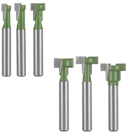 6Pcs T Slot Router Bits, Woodworking Milling Cutters Set, Keyhole Grooving Tools for Furniture Making, Wooden Crafts Production(6/25 Shank)
