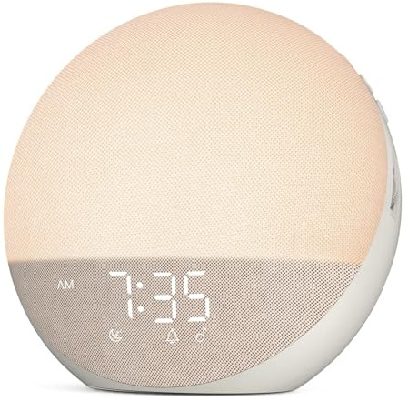 Hiromeco Réveil Simulateur d'Aube avec Bluetooth: Lumière Douce pour Un Réveil Naturel - 25 Sons de Bruit Blanc avec minuterie - Veilleuse RGB pour Adultes et Enfants Chambre à Coucher