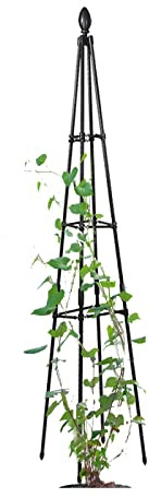 Enrejado de metal para plantas trepadoras de 90 a 180 cm, pirámide de jardín ajustable, columna de rosas y arco, diseño negro (90 cm de alto)